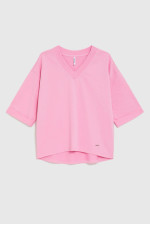 ΓΥΝΑΙΚΕΙΟ ΜΠΛΟΥΖΑ ΜΕ V ΛΑΙΜΟΚΟΨΗ ΣΕ ΡΟΖ ΧΡΩΜΑ 