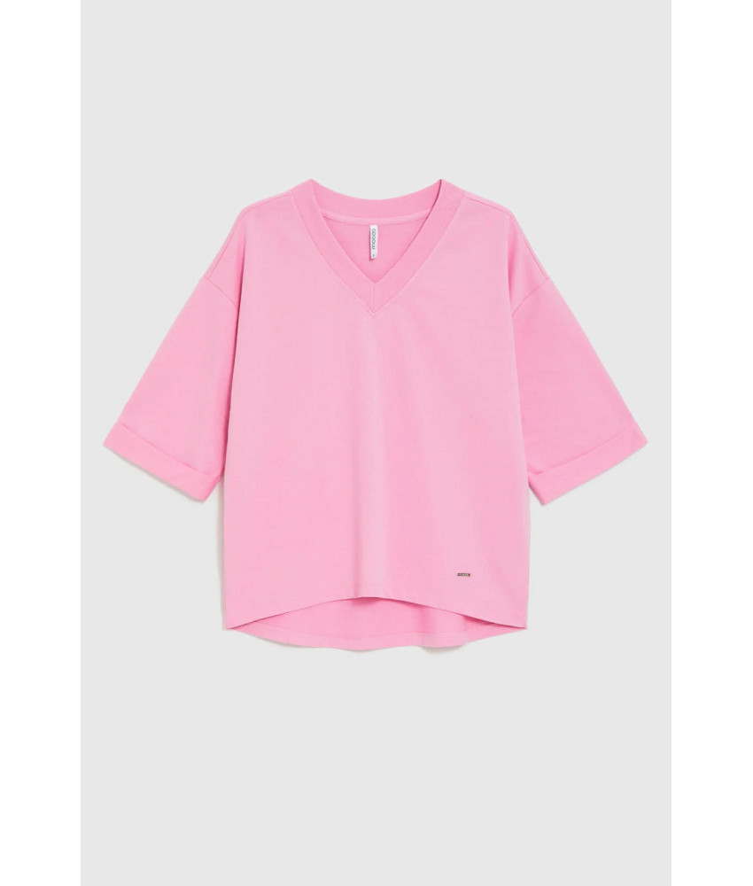 ΓΥΝΑΙΚΕΙΟ ΜΠΛΟΥΖΑ ΜΕ V ΛΑΙΜΟΚΟΨΗ ΣΕ ΡΟΖ ΧΡΩΜΑ 