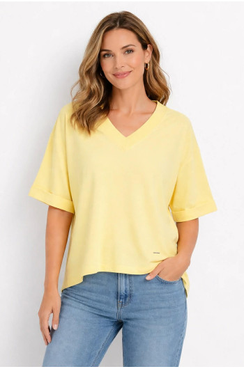 ΓΥΝΑΙΚΕΙΟ ΜΠΛΟΥΖΑ ΜΕ V ΛΑΙΜΟΚΟΨΗ ΣΕ ΚΙΤΡΙΟΝΟ ΧΡΩΜΑ