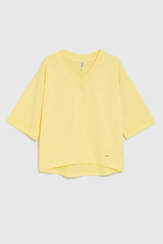 ΓΥΝΑΙΚΕΙΟ ΜΠΛΟΥΖΑ ΜΕ V ΛΑΙΜΟΚΟΨΗ ΣΕ ΚΙΤΡΙΟΝΟ ΧΡΩΜΑ