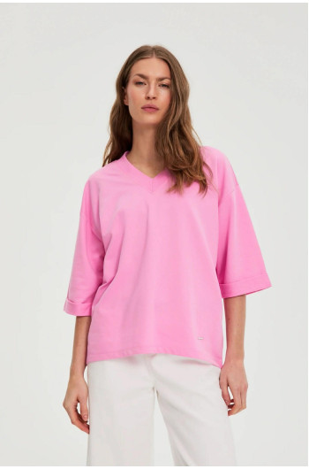 ΓΥΝΑΙΚΕΙΟ ΜΠΛΟΥΖΑ ΜΕ V ΛΑΙΜΟΚΟΨΗ ΣΕ ΡΟΖ ΧΡΩΜΑ 