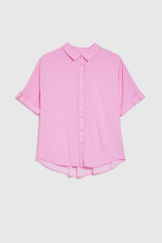 ΡΟΖ ΡΙΓΕ ΠΟΥΚΑΜΙΣΟ ΜΕ ΚΟΝΤΟ ΜΑΝΙΚΙ & RELAXED FIT