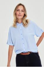 ΓΑΛΑΖΙΟ ΡΙΓΕ ΠΟΥΚΑΜΙΣΟ ΜΕ ΚΟΝΤΟ ΜΑΝΙΚΙ & RELAXED FIT