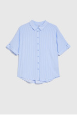 ΓΑΛΑΖΙΟ ΡΙΓΕ ΠΟΥΚΑΜΙΣΟ ΜΕ ΚΟΝΤΟ ΜΑΝΙΚΙ & RELAXED FIT