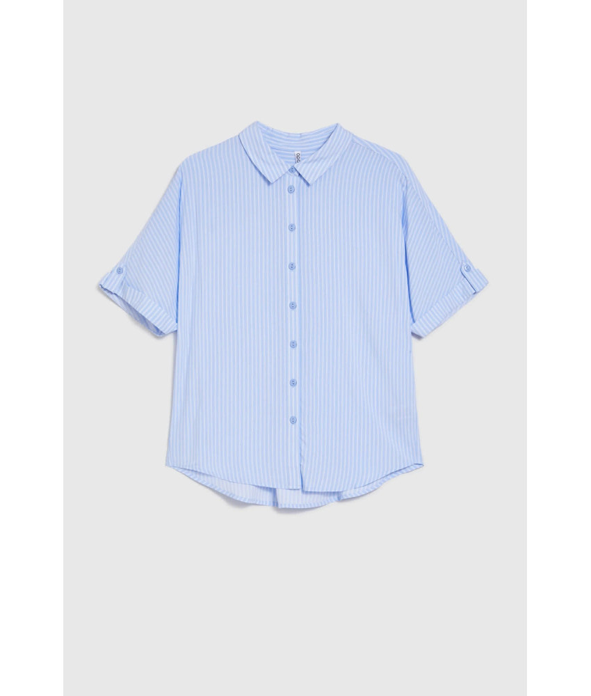 ΓΑΛΑΖΙΟ ΡΙΓΕ ΠΟΥΚΑΜΙΣΟ ΜΕ ΚΟΝΤΟ ΜΑΝΙΚΙ & RELAXED FIT