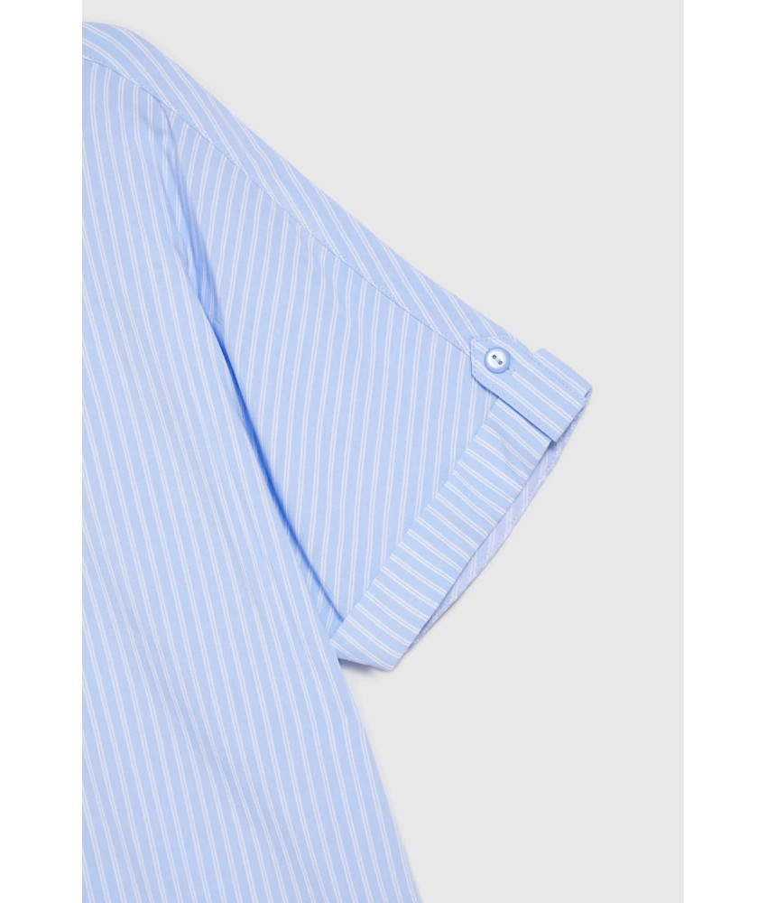 ΓΑΛΑΖΙΟ ΡΙΓΕ ΠΟΥΚΑΜΙΣΟ ΜΕ ΚΟΝΤΟ ΜΑΝΙΚΙ & RELAXED FIT