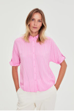 ΡΟΖ ΡΙΓΕ ΠΟΥΚΑΜΙΣΟ ΜΕ ΚΟΝΤΟ ΜΑΝΙΚΙ & RELAXED FIT