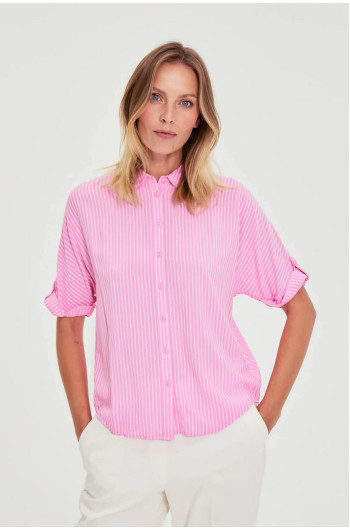 ΡΟΖ ΡΙΓΕ ΠΟΥΚΑΜΙΣΟ ΜΕ ΚΟΝΤΟ ΜΑΝΙΚΙ & RELAXED FIT