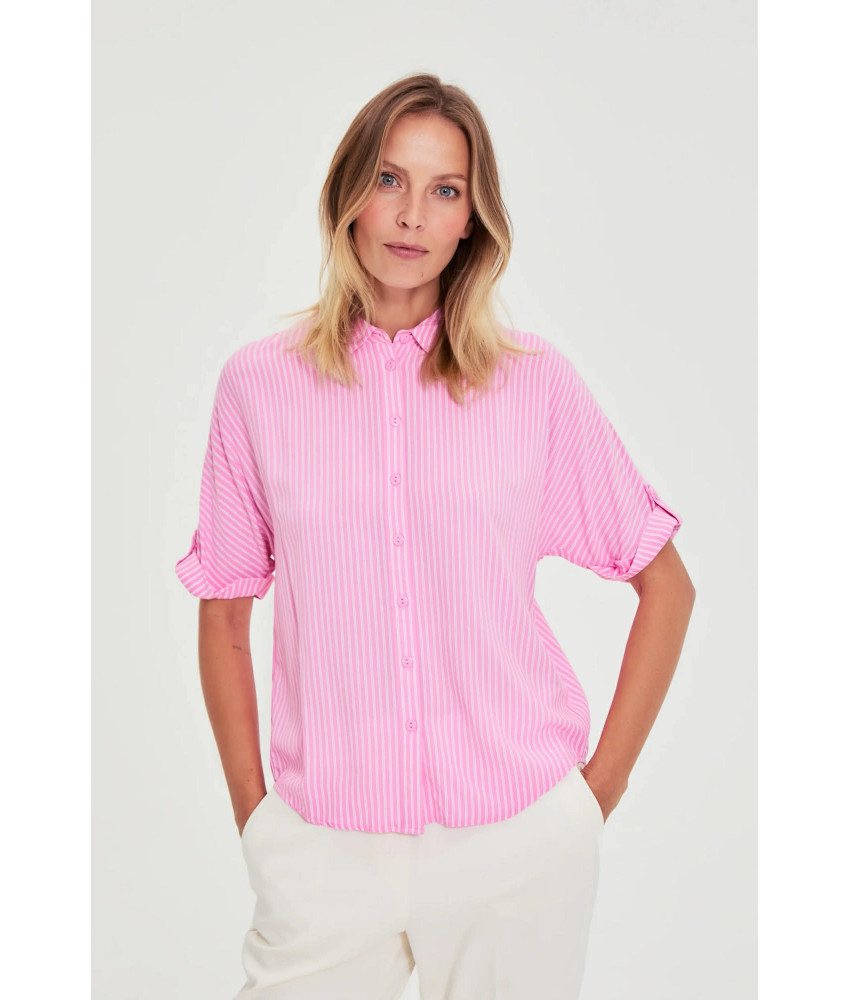 ΡΟΖ ΡΙΓΕ ΠΟΥΚΑΜΙΣΟ ΜΕ ΚΟΝΤΟ ΜΑΝΙΚΙ & RELAXED FIT