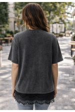  ΓΥΝΑΙΚΕΙΟ ΑΝΘΡΑΚΙ ΜΠΛΟΥΖΑ ΜΕ  ΔΑΝΤΕΛΑ ΣΤΟ ΤΕΛΕΙΩΜΑ 