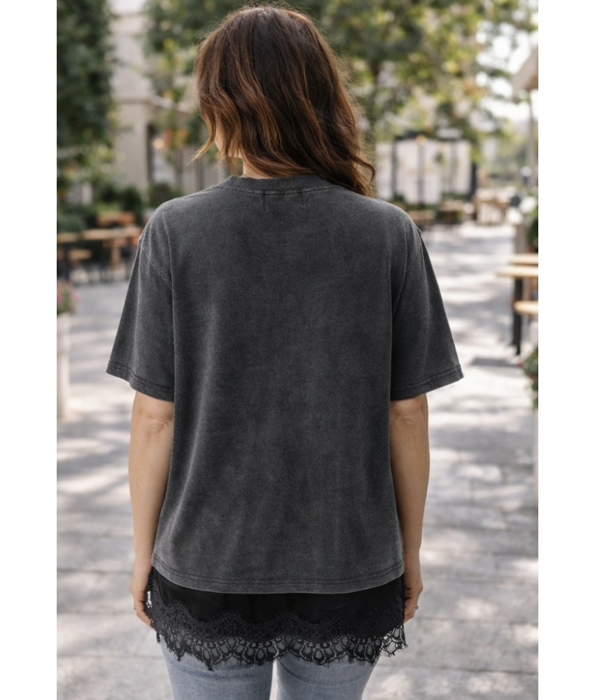  ΓΥΝΑΙΚΕΙΟ ΑΝΘΡΑΚΙ ΜΠΛΟΥΖΑ ΜΕ  ΔΑΝΤΕΛΑ ΣΤΟ ΤΕΛΕΙΩΜΑ 