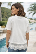 ΓΥΝΑΙΚΕΙΟ ΛΕΥΚΟ ΜΠΛΟΥΖΑ ΜΕ ΔΑΝΤΕΛΑ ΣΤΟ ΤΕΛΕΙΩΜΑ