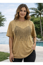 ΓΥΝΑΙΚΕΙΑ ΜΠΛΟΥΖΑ ΣΕ ΜΟΥΣΤΑΡΔΙ ΧΡΩΜΑ ΜΕ ΣΧΕΔΙΟ